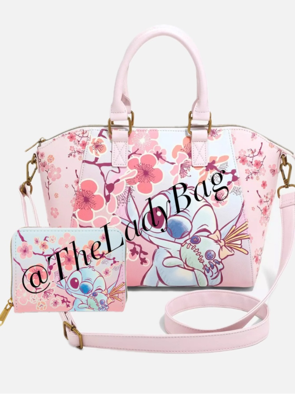 Loungefly Disney NWT Stitch Cherry
Blossoms Satchel Bag w/wallet